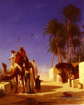  orientaliste - Les Chameliers Buvant Le Théologien Arabe Charles Théodore Frère